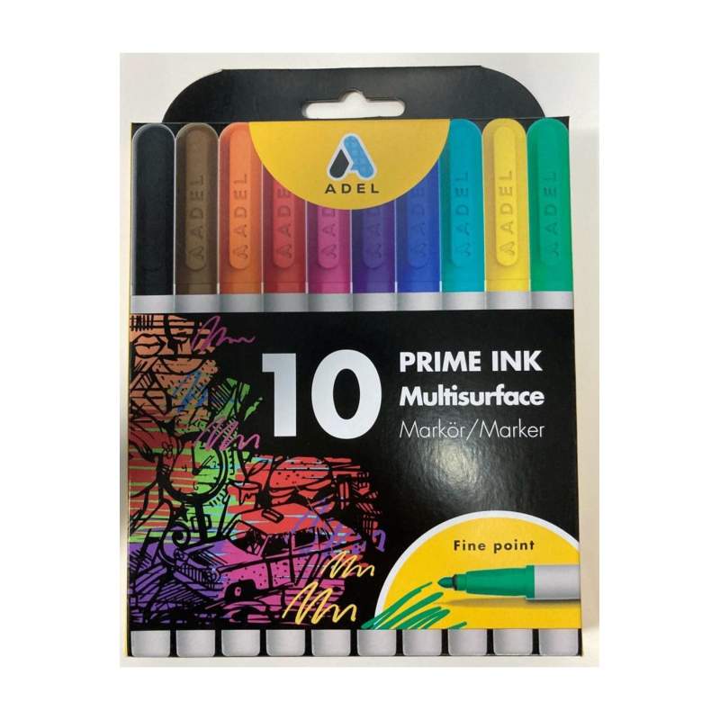 Keçeli Boya Kalemi Prime Ink Multisurface 10 Renk Kalıcı Çizim Kalemi Altaşkırtasiye
