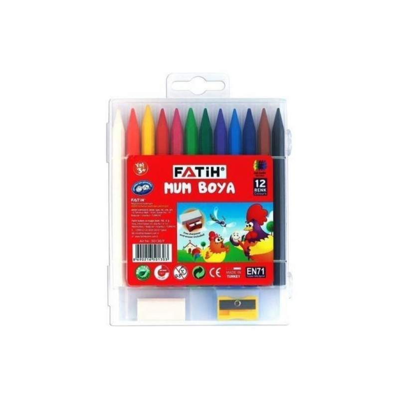 12 Renk Uzun Crayon Mum Boya