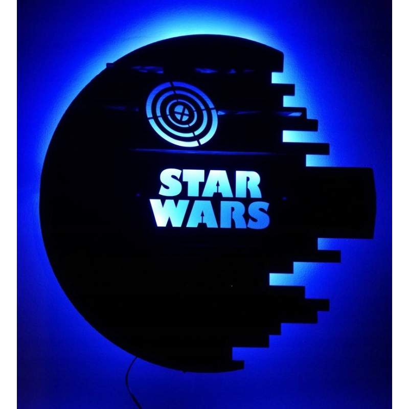 Star Wars RGB Led Işıklı Ahşap Duvar Rafı