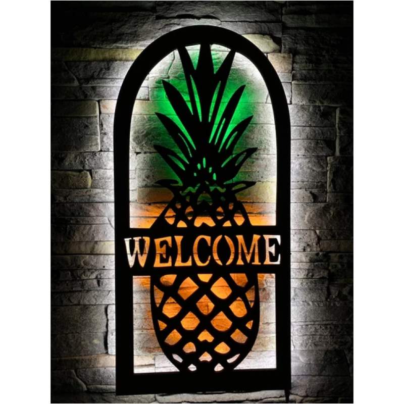 Welcome Ananas Tasarımlı Işıklı Tablo