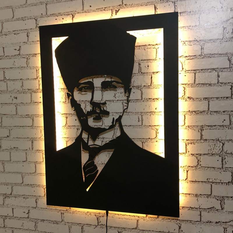 ATATURK Ledli Ahşap Tablo