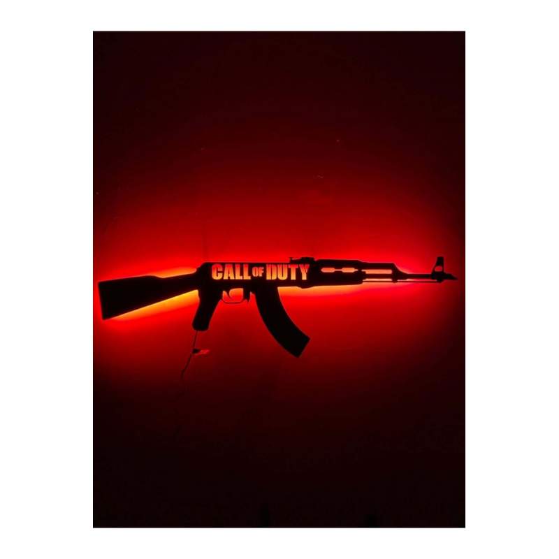 Isim Yazılabilen Ak-47/kalaşnikof Rgb Led Işıklı Ahşap Tablo-ahşap Duvar Dekorasyonu