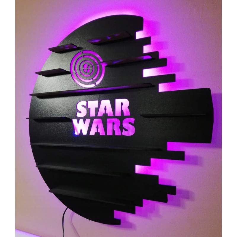 Star Wars RGB Led Işıklı Ahşap Duvar Rafı