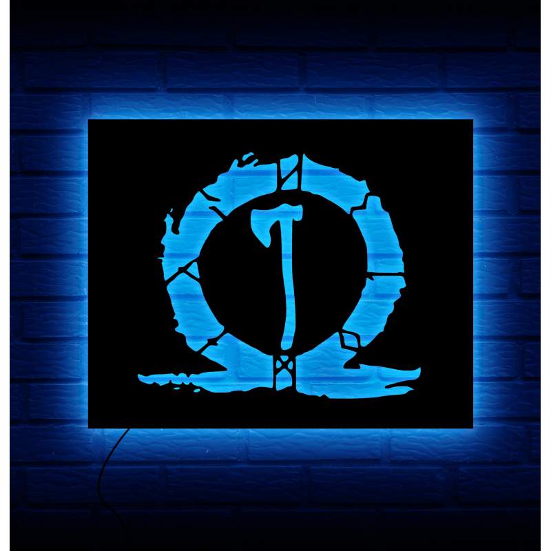 RGB God Of War Leviathan Balta Dokuz Diyarın Sembolü Ahşap Tablo