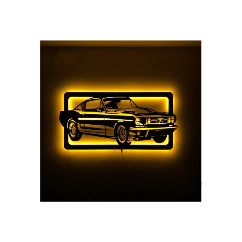 Mustang 35 X 70 Led Işıklı Tablo - Ahşap Duvar Dekorasyonu