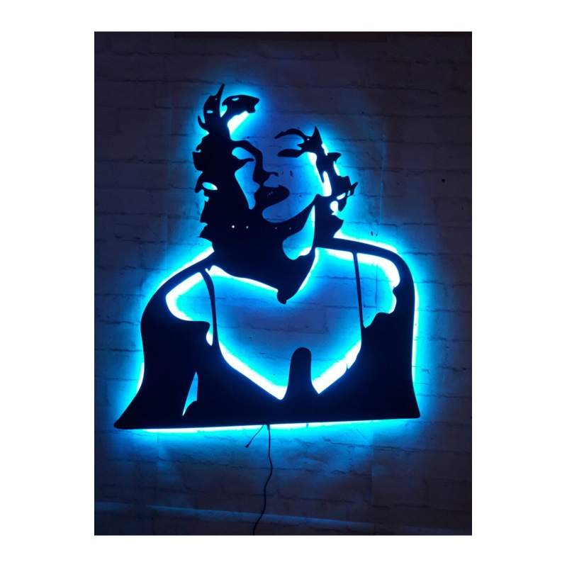 Marilyn Monroe Rgb Led Işıklı Ahşap Mdf Dekoratif Tablo
