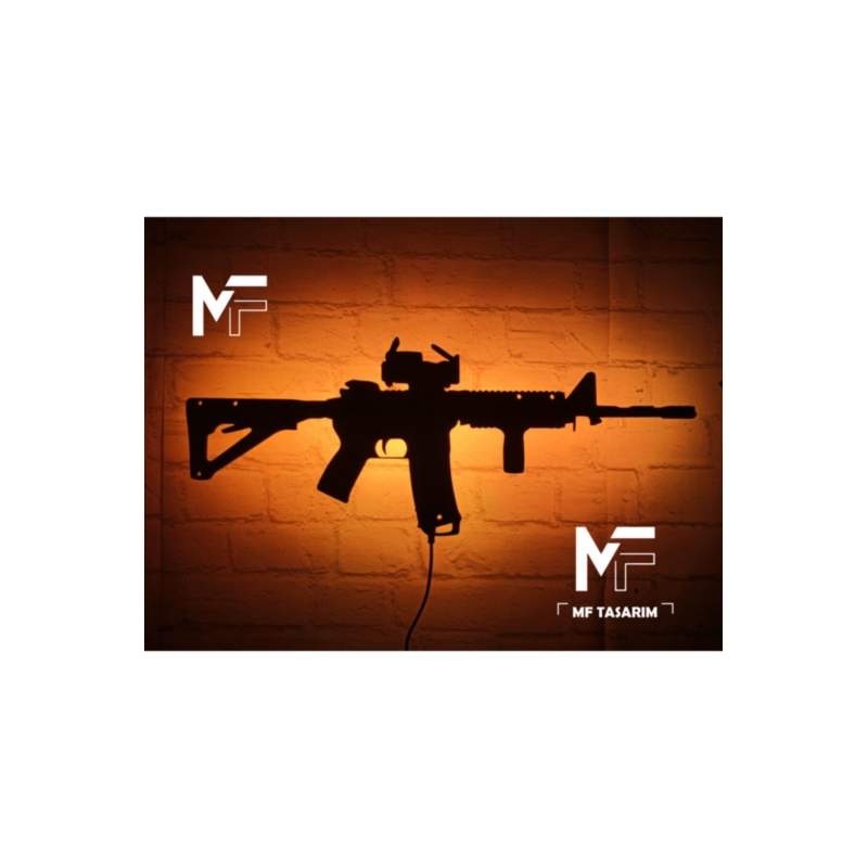 M416 Rgb Led Işıklı Ahşap Mdf Dekoratif Tablo