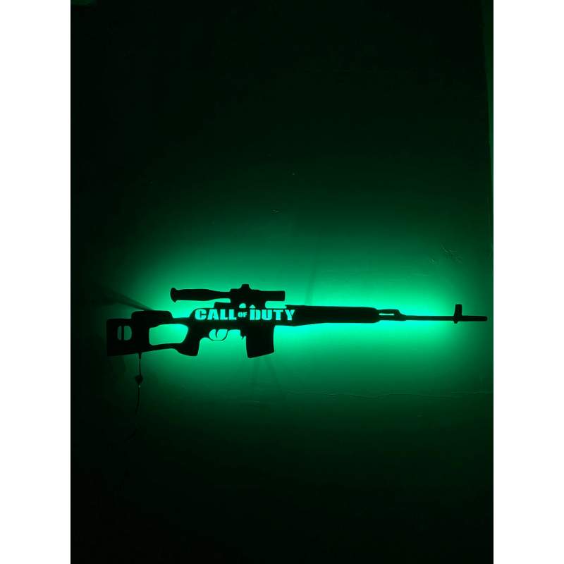 İsim Yazılabilen Awp-Awm-Sniper-Kanas RGB Led Işıklı Ahşap Tablo-Duvar Dekorasyonu