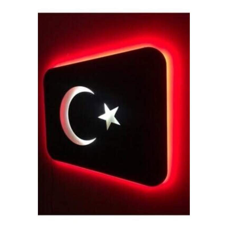 Türk Bayrağı Led Işıklı Ahşap Tablo