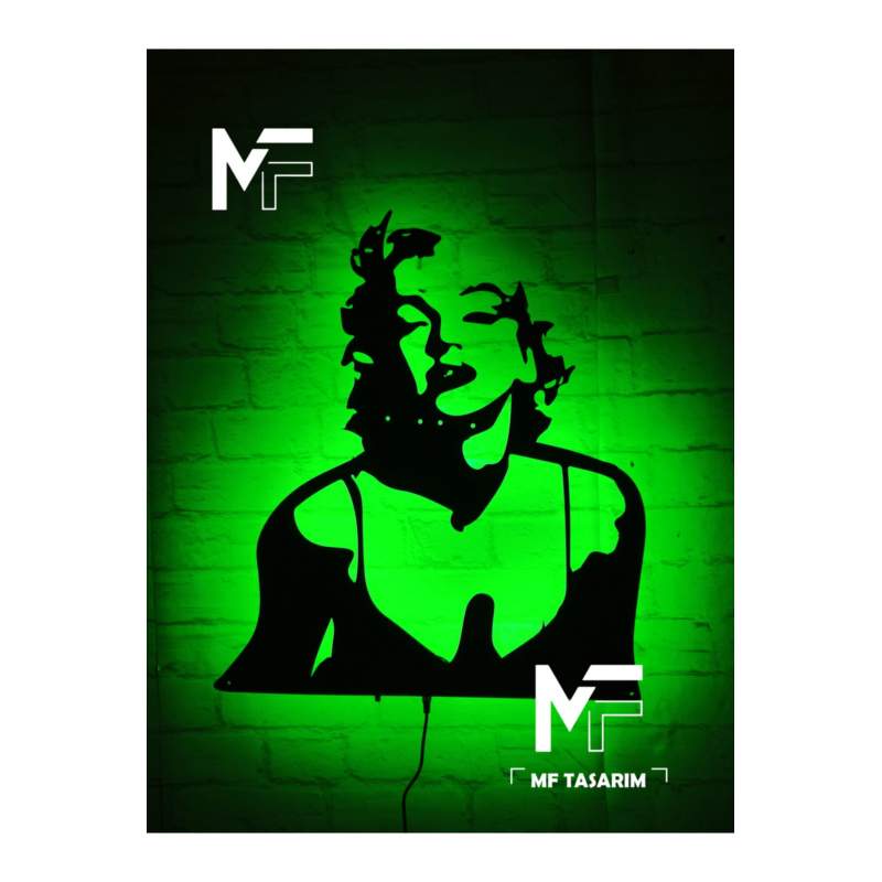 Marilyn Monroe Rgb Led Işıklı Ahşap Mdf Dekoratif Tablo
