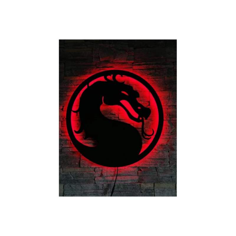 Ejderha Mortal Kombat Temalı Led Işıklı Tablo