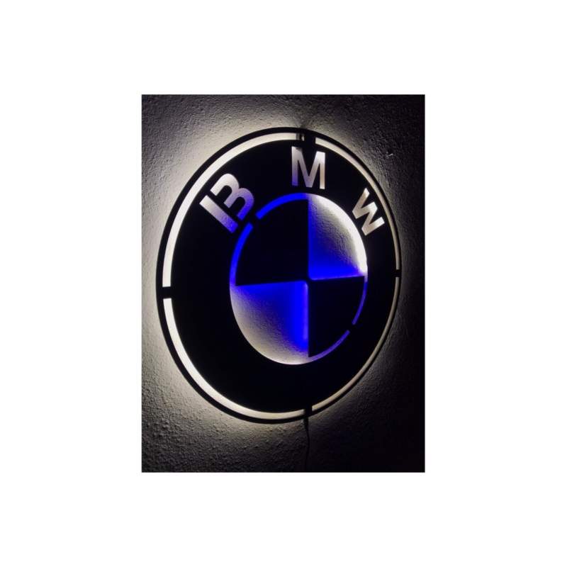 Bmw Logo Dekoratif Led Işıklı Ahşap Tablo