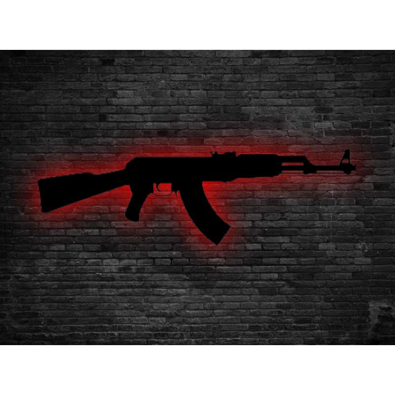 AK-47 LEDLİ AHŞAP TABLO