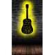 Ledli Dekoratif Kelimeler Bittiğinde Müzik Konuşur Gitar Ahşap Duvar Tablosu