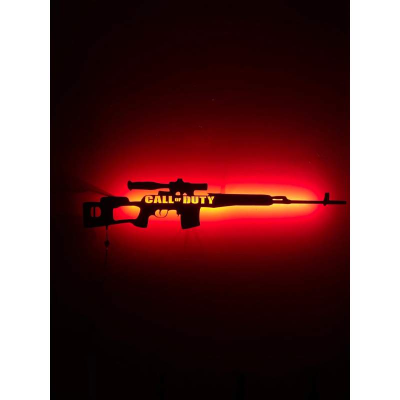 İsim Yazılabilen Awp-Awm-Sniper-Kanas RGB Led Işıklı Ahşap Tablo-Duvar Dekorasyonu