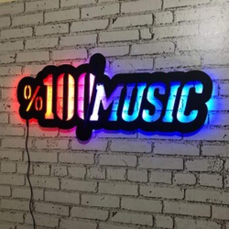 %100music Ledli Ahşap Tablo