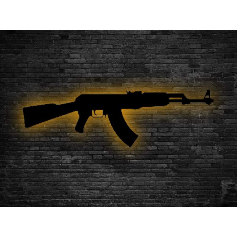 AK-47 LEDLİ AHŞAP TABLO