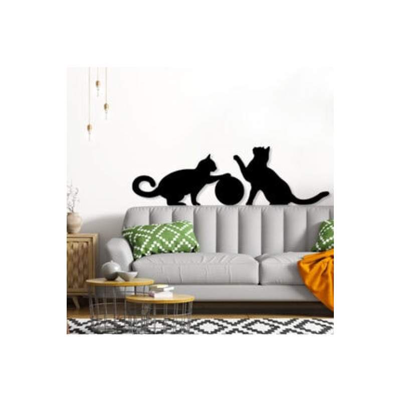 Kedi Tasarımlı Ahşap Duvar Dekoru-Tablosu