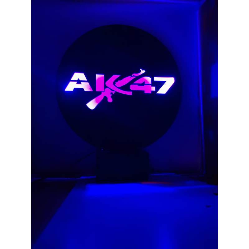 Ak-47 Led Işıklı Ahşap Masaüstü Tablo