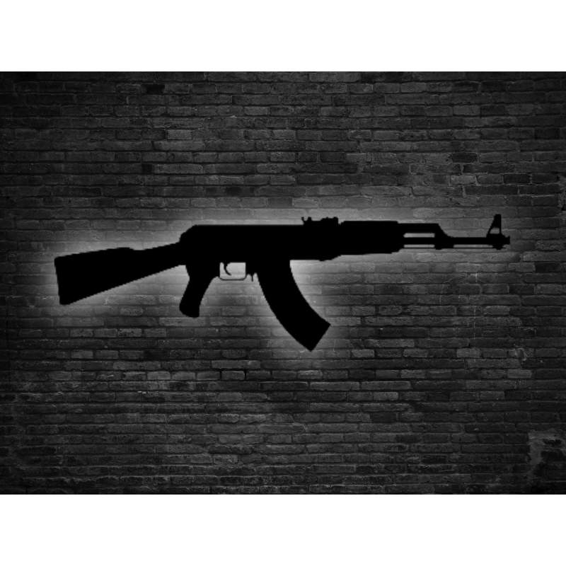 AK-47 LEDLİ AHŞAP TABLO