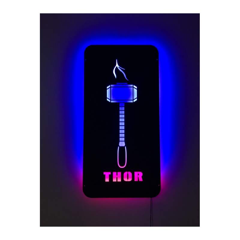 Marvel Thor Mjolnir Işıklı Tablo