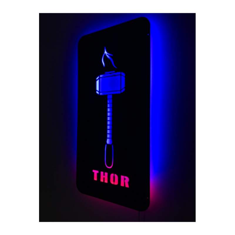 Marvel Thor Mjolnir Işıklı Tablo