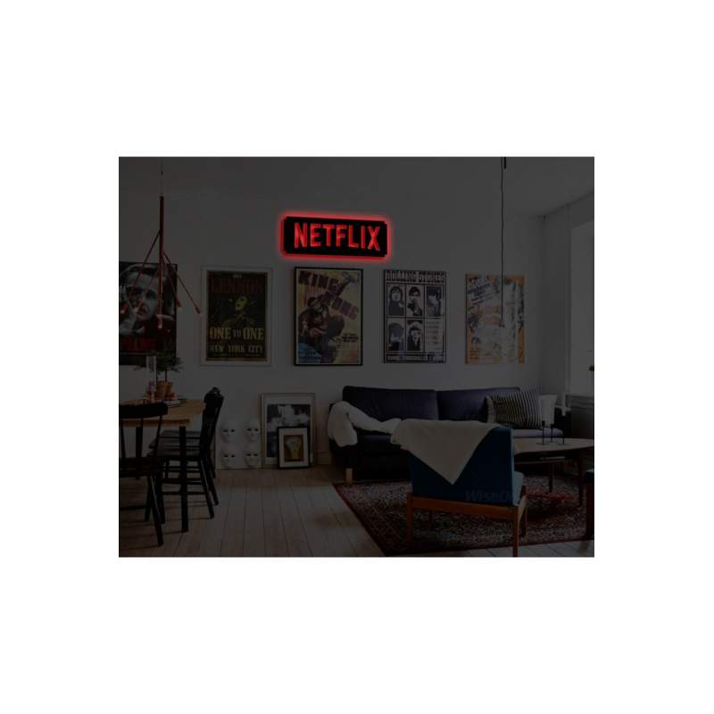 Netflıx Led Işıklı Ahşap Duvar Dekoru