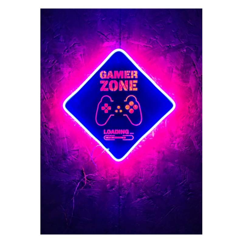 Oyuncu Robot-gamer Zone Neon Şerit Ledli 2 Parça Led Tablo