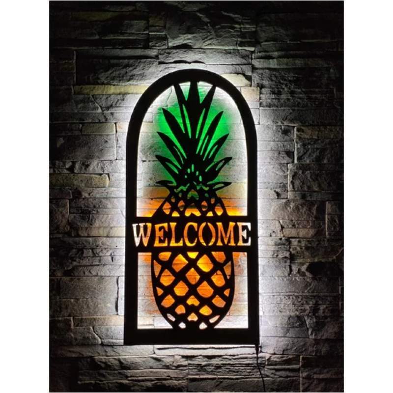 Welcome Ananas Tasarımlı Işıklı Tablo