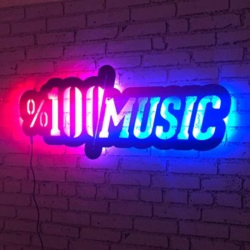 %100music Ledli Ahşap Tablo