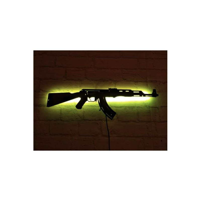Rgb Kumandalı Ak47 Led Işıklı Ahşap Mdf Dekoratif Tablo