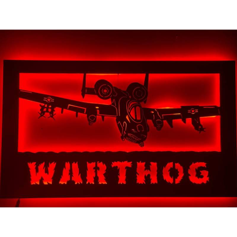 RGB Led Işıklı A-10 Thunderbolt Warthog Tablo-Ahşap Duvar Dekorasyonu