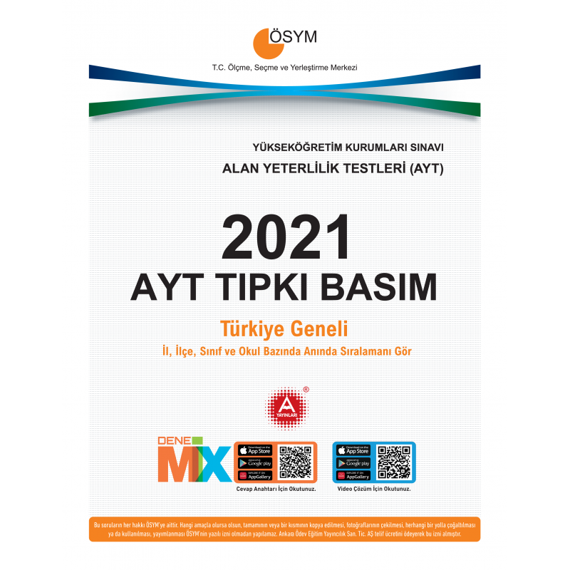 Ösym Ayt 2022-2021-2020-2019-2018 Tıpkı Basım Çıkmış Sorular
